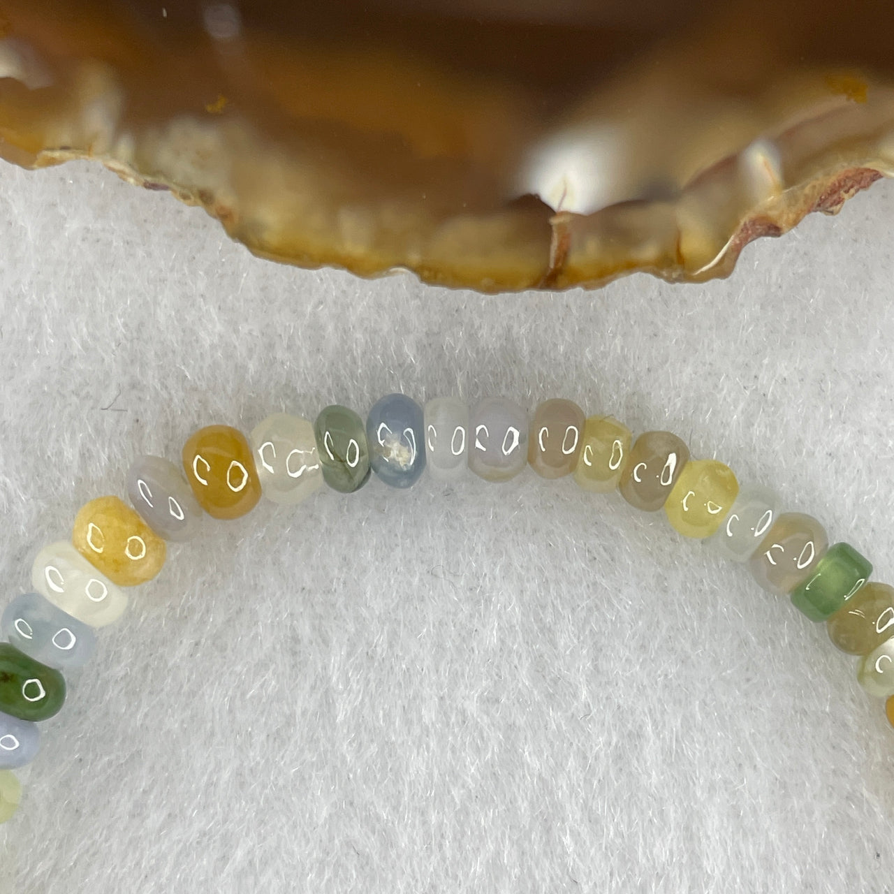 Natural Type A Multicolor Jadeite Bracelet | 15cm Small 4.8mm Donut Shape Ping An Kou Safe Journey Micro-Bead Strand (6.81g, 64 Pcs)