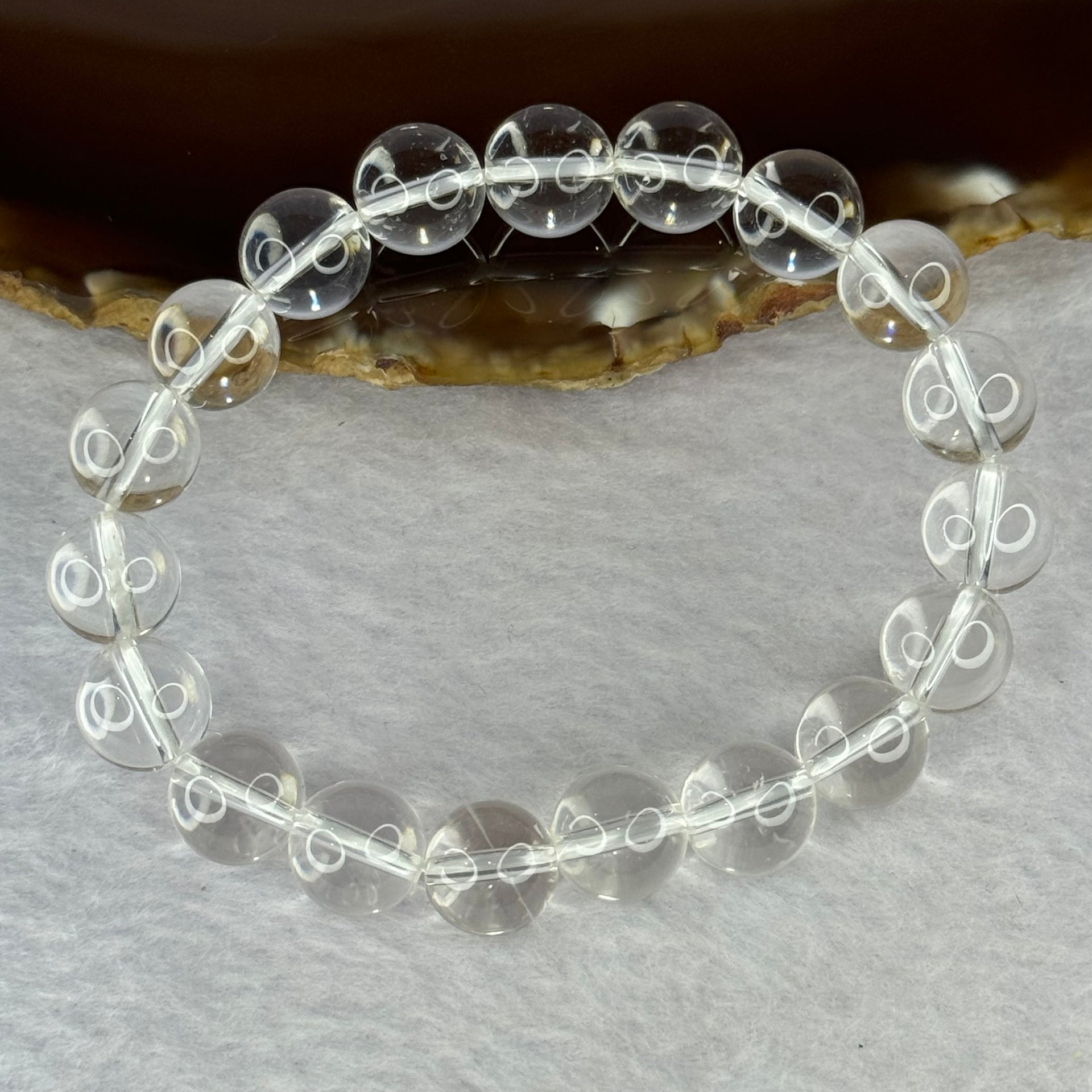 Natural Clear Quartz Bracelet 天然白水晶手链 30.71g 17cm 10.6mm 19 Beads - Huangs Jadeite and Jewelry Pte Ltd