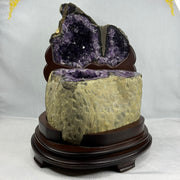 Natural Uruguay Amethyst Double Wealth Pot Cave Display with Wooden Stand 天然乌拉圭紫水晶洞摆件带木架 8,460.3g 260.0 by 300.0 by Heigh 300.0mm - Huangs Jadeite and Jewelry Pte Ltd