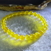 Natural Yellow Amber Beads with Inscription Bracelet 4.38g 15.5cm 6.7mm 28 Beads - Huangs Jadeite and Jewelry Pte Ltd