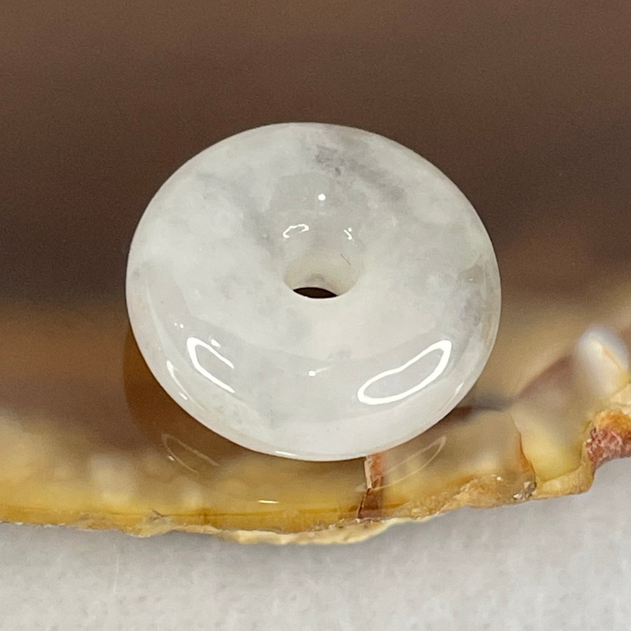 Type A Semi Icy Light Lavender With Wuji Grey Jadeite Ping An Kou Charm/Pendant 2.19g 13.6 by 5.7mm - Huangs Jadeite and Jewelry Pte Ltd