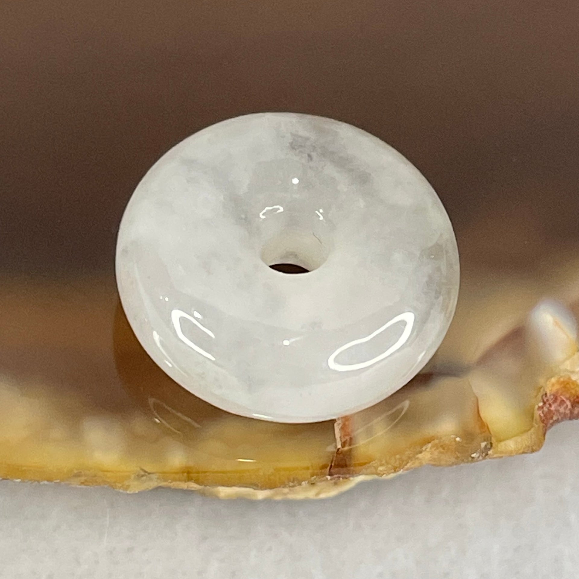 Type A Semi Icy Light Lavender With Wuji Grey Jadeite Ping An Kou Charm/Pendant 2.19g 13.6 by 5.7mm - Huangs Jadeite and Jewelry Pte Ltd