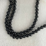 Type A Opaque Black Omphacite Jadeite Beads Necklace 45.34g 60cm 6.2mm 107 beads - Huangs Jadeite and Jewelry Pte Ltd