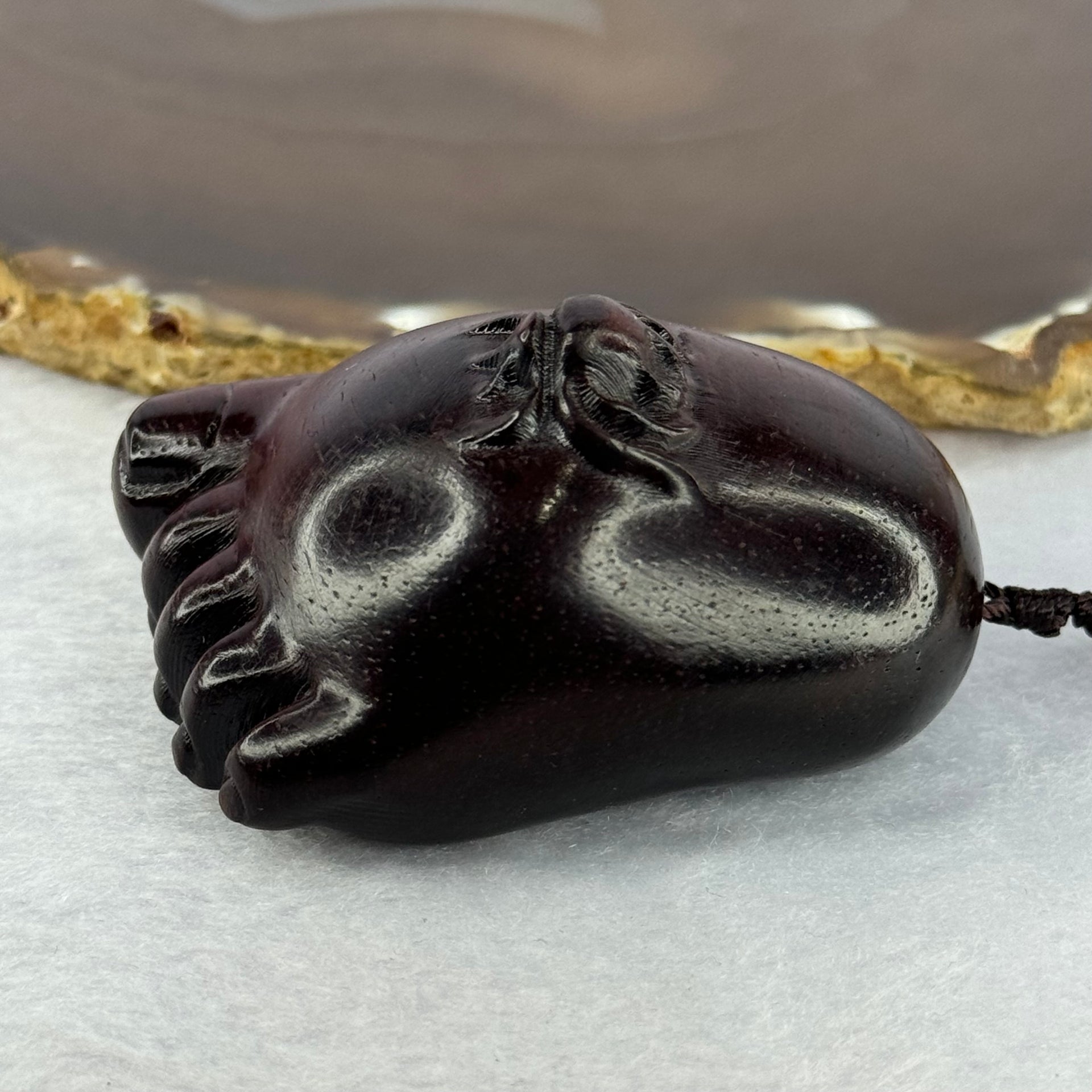 Natural African Zitan Rosewood Spider on Foot Handplay 非洲紫檀木知足常乐手把件 54.87g 58.8 by 39.5 by 33.3mm - Huangs Jadeite and Jewelry Pte Ltd