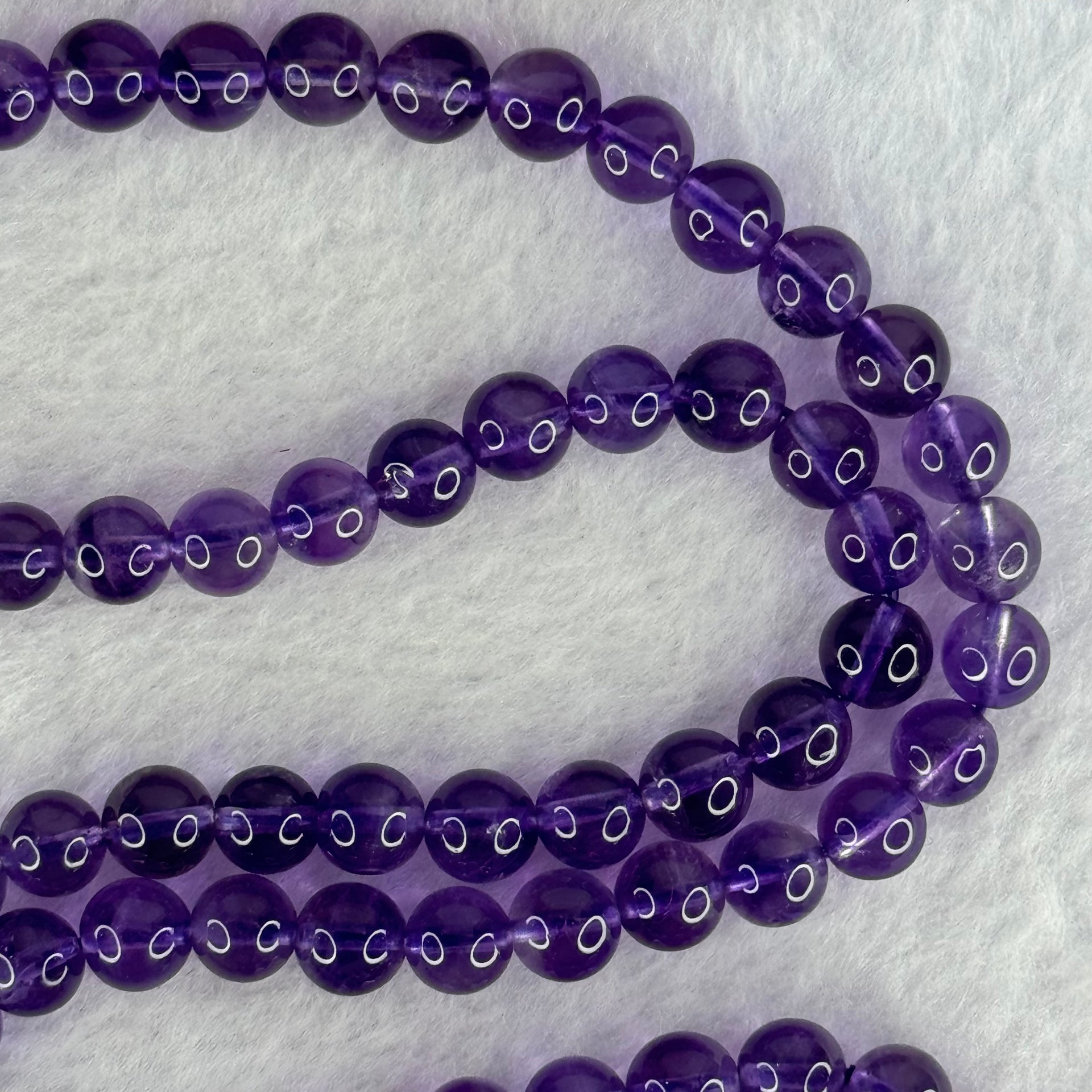 Good Grade Natural Amethyst Necklace 39.96g 52cm 7.5mm 79 Beads - Huangs Jadeite and Jewelry Pte Ltd