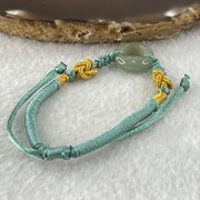 Type A Blueish Green Jadeite Ping An Kou String Bracelet 2.82g 15.2 by 5.1mm - Huangs Jadeite and Jewelry Pte Ltd