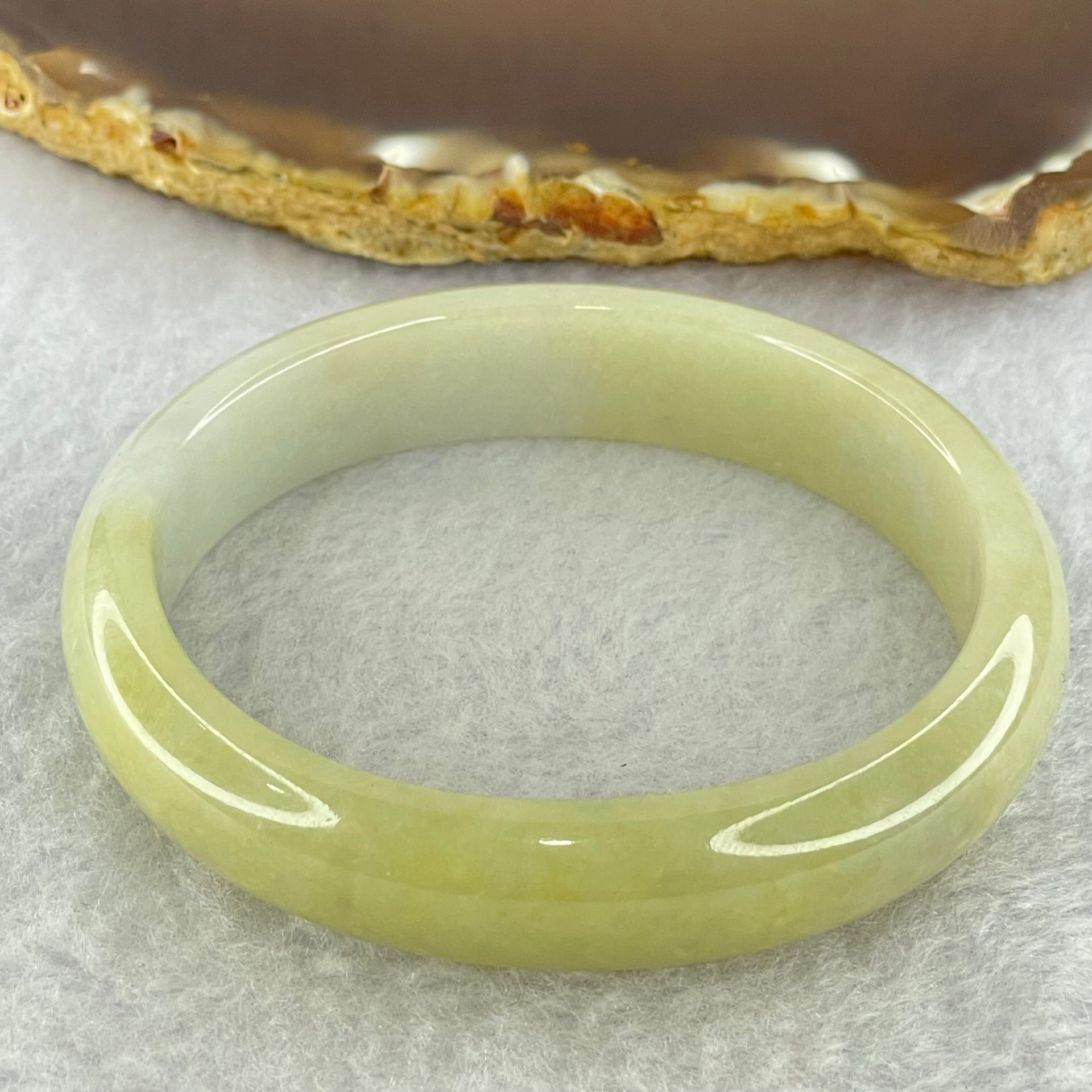 Type A Yellowish Green and Lavender Jadeite Bangle Internal Diameter 41.52g 55.1mm 12.8 by 6.8mm - Huangs Jadeite and Jewelry Pte Ltd