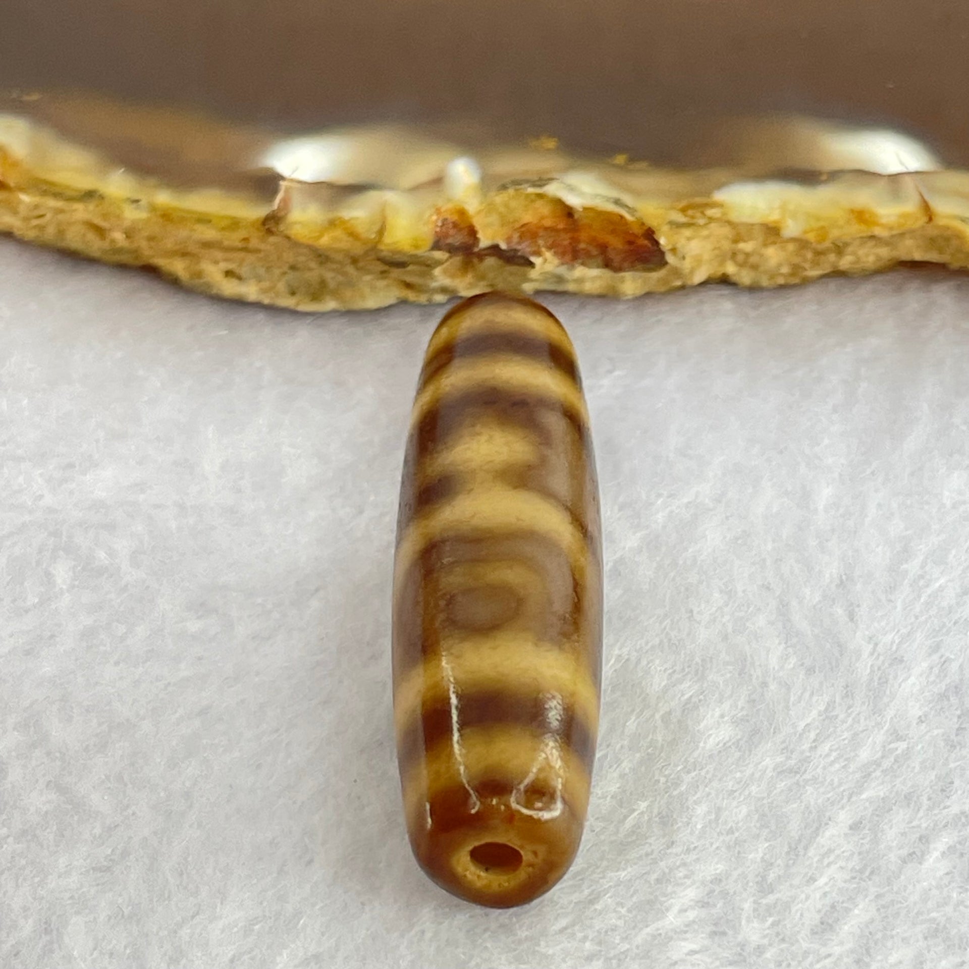 Natural Powerful Tibetan Old Oily Agate Double Nectar Vessel Dzi Bead Heavenly Master (Tian Zhu) 花蜜容器眼天珠 7.04g 38.0 by 10.9mm - Huangs Jadeite and Jewelry Pte Ltd