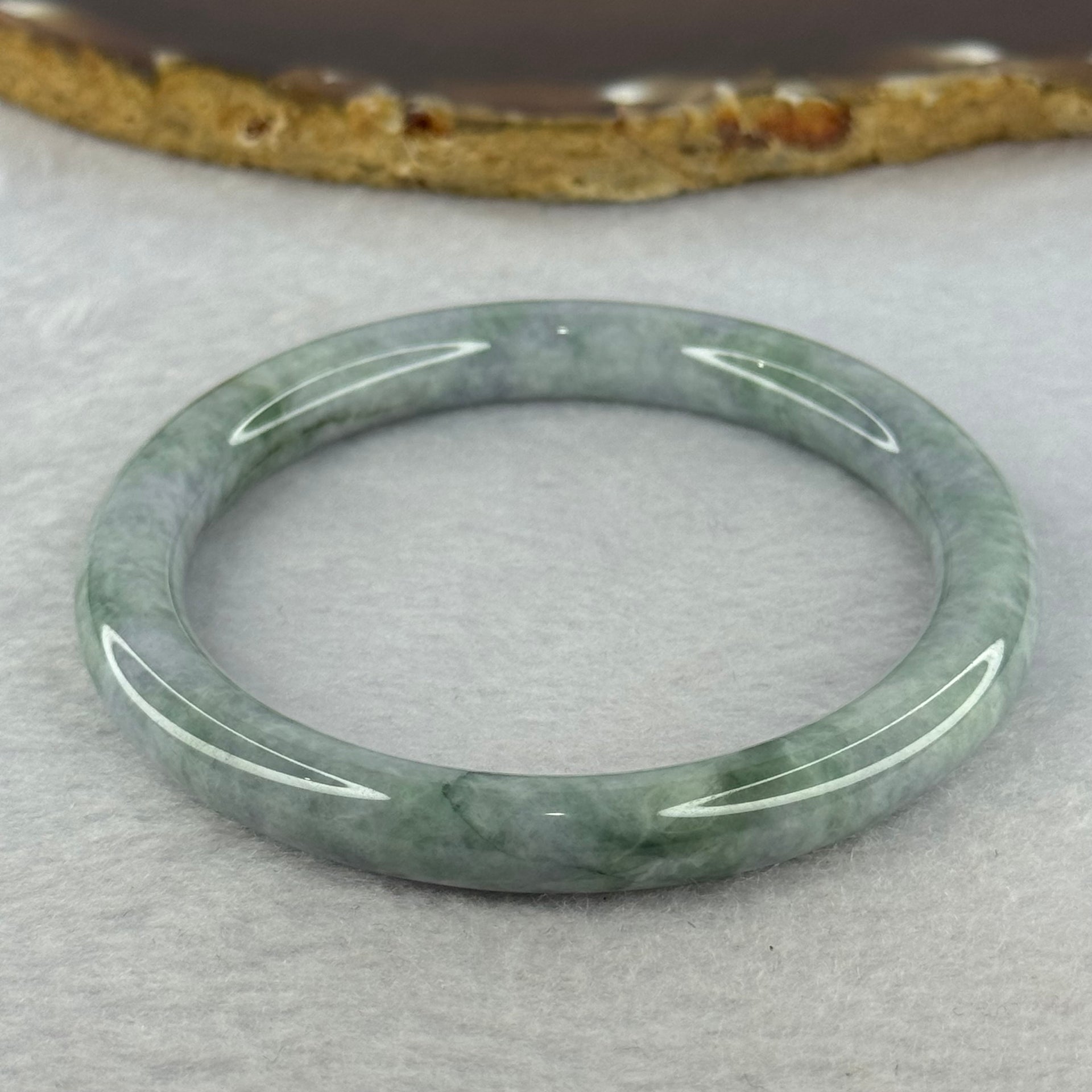 Type A Deep Lavender and Green Piao Hua Jadeite Bangle 34.03g Internal Diameter 55.8mm 8.0 by 8.0mm (Internal Line) - Huangs Jadeite and Jewelry Pte Ltd