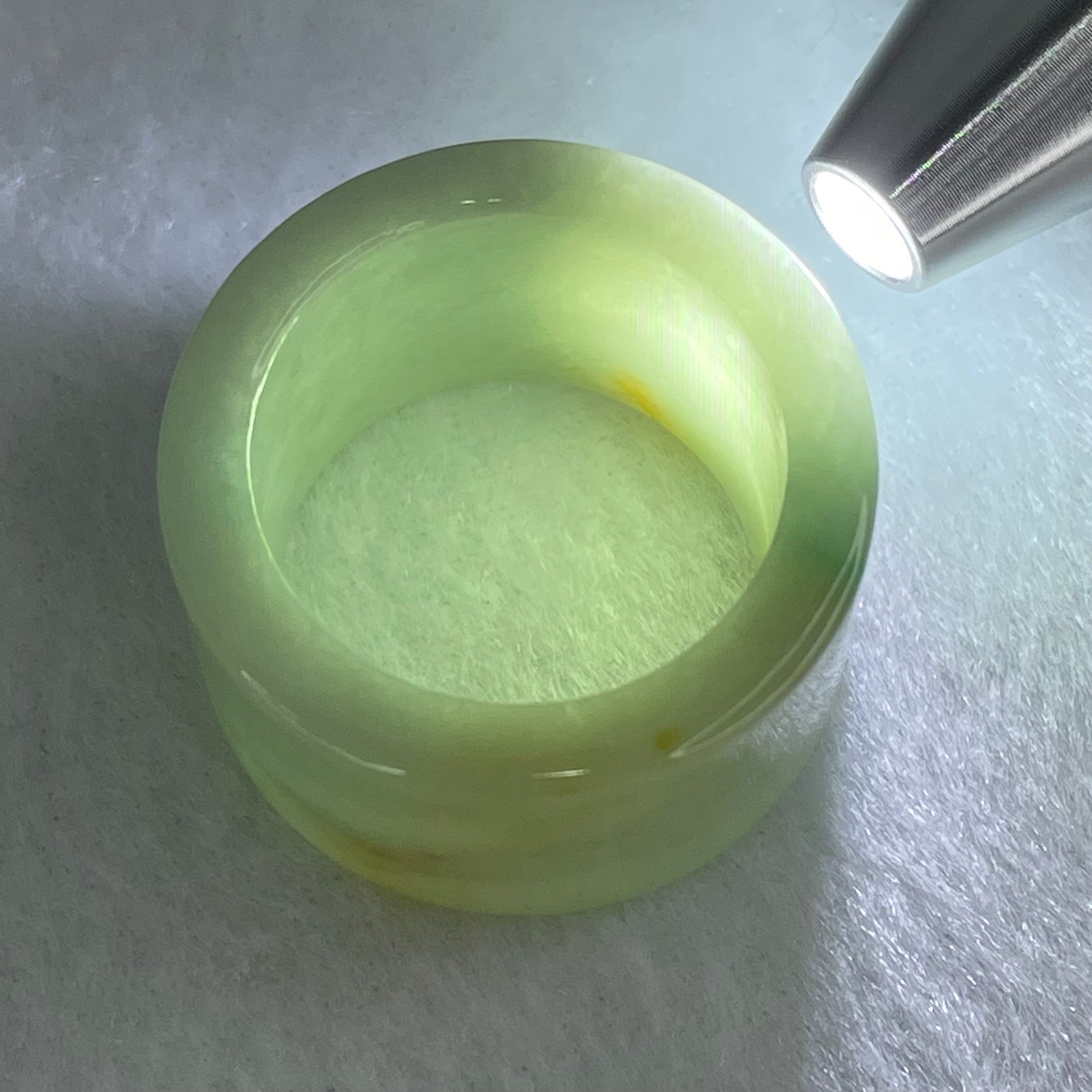 Type A Blueish Green with Brown Patches Jadeite Ring 19.83g 18.6 by 4.5mm US13.5/HK30.5 - Huangs Jadeite and Jewelry Pte Ltd