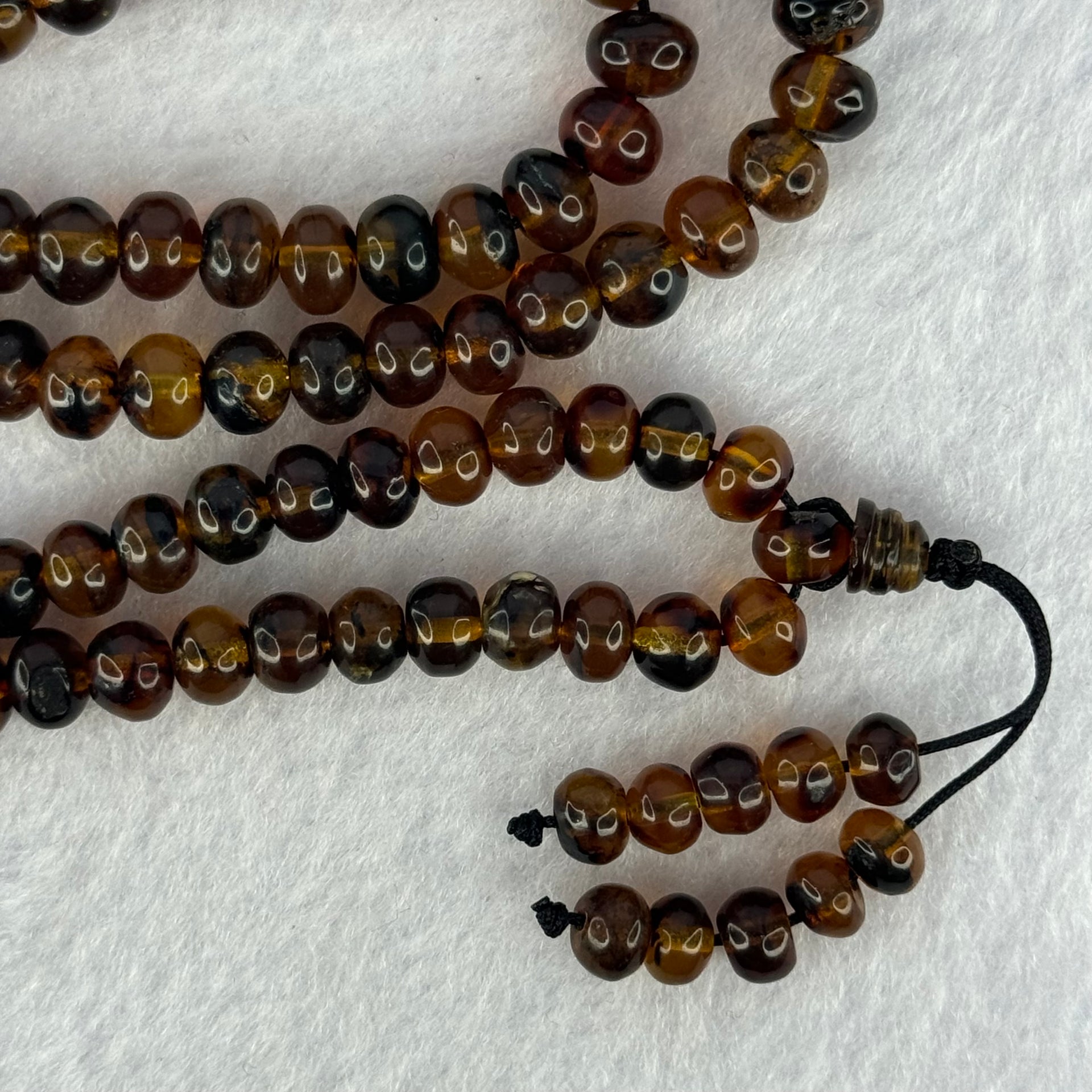 Natural Cognac Flower Amber Beads Necklace 14.28g 54cm 6.3mm 108 Beads - Huangs Jadeite and Jewelry Pte Ltd