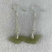 Type A Icy Brownish Green Jadeite Butterfly in S925 Sliver Earrings 2.43g 22.7 by 9.7 by 2.1mm - Huangs Jadeite and Jewelry Pte Ltd