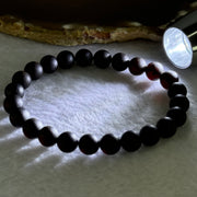 Natural Dark Matt Black Amber Beads Bracelet 天然大黑天翁琥珀手链 7.59g 17cm 8.4mm 24 Beads - Huangs Jadeite and Jewelry Pte Ltd