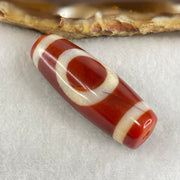 Natural Powerful Tibetan Old Oily Red White Agate One Eye Gold Metal Element Dzi Bead Heavenly Master (Tian Zhu) 一眼金天珠 10.95g 37.5 by 13.6mm - Huangs Jadeite and Jewelry Pte Ltd