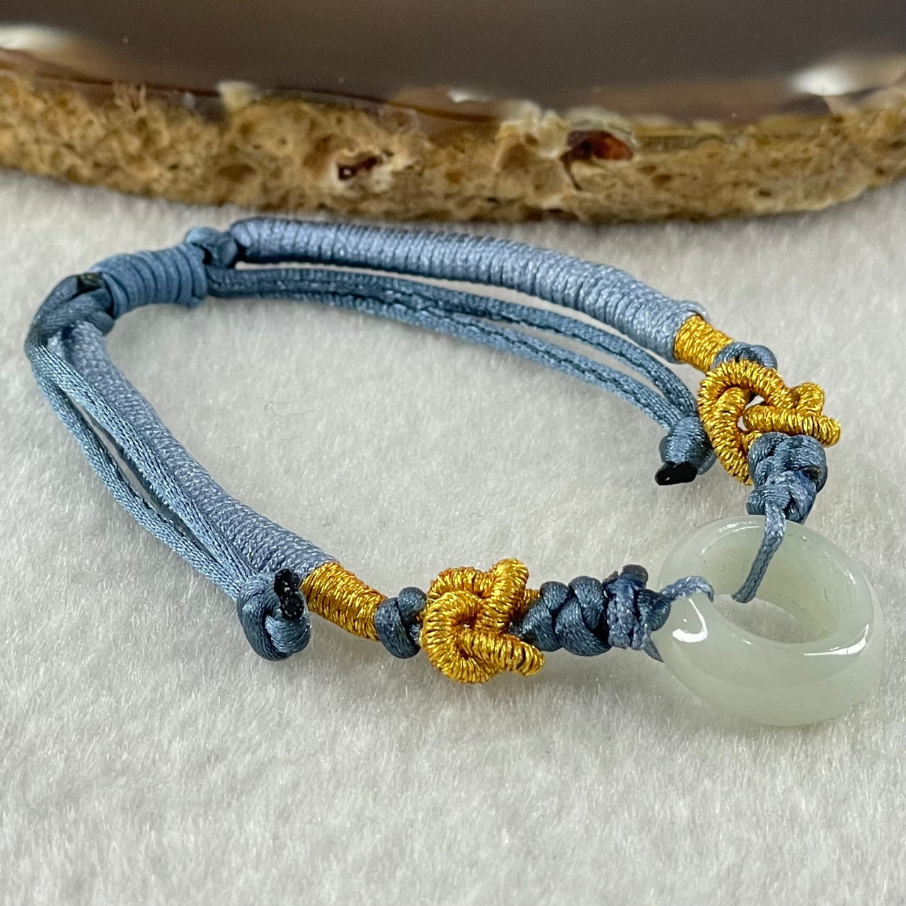 Type A Faint Lavender Jadeite Ping An Kou String Bracelet 2.79g 14.9 by 6.3mm - Huangs Jadeite and Jewelry Pte Ltd