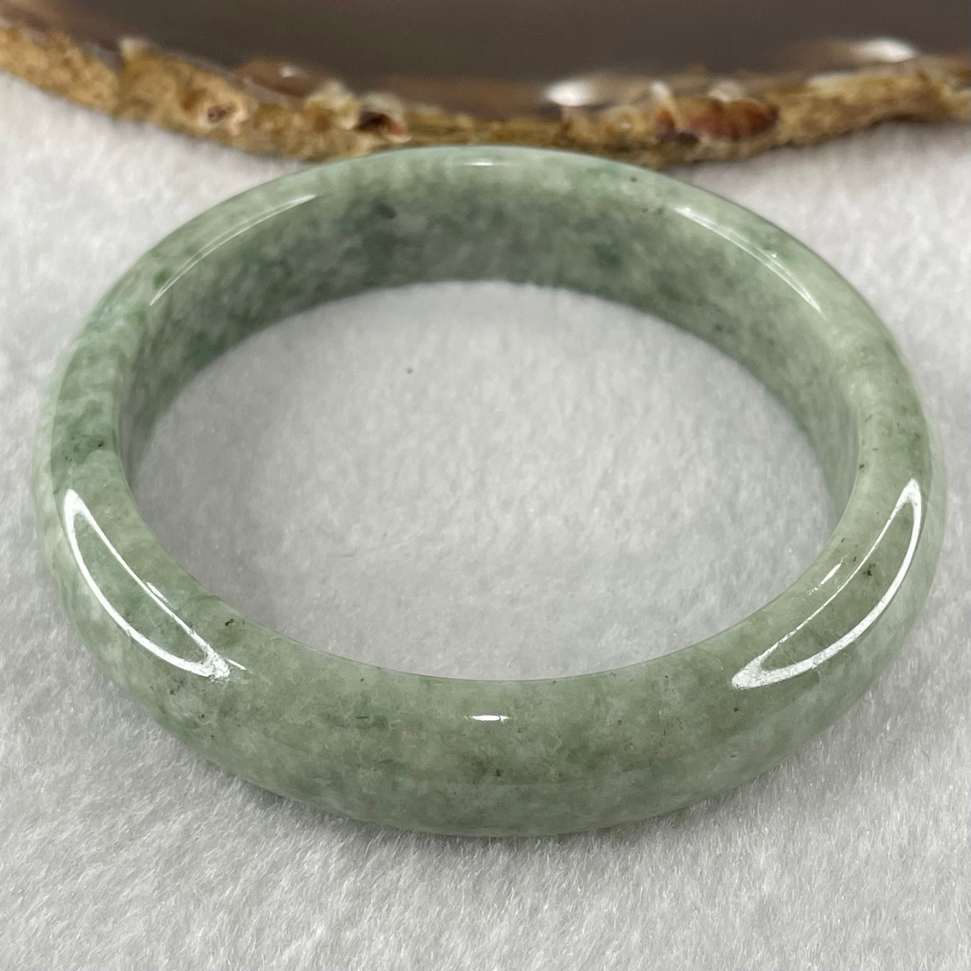Type A Green Dou Qing Jadeite Bangle 51.01g Internal Diameter 57.8mm 13.7 by 7.8mm (Close to Perfect) - Huangs Jadeite and Jewelry Pte Ltd