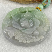 Grandmaster Type A Lavender Green Jadeite Twin Bird And Flower Pendant 喜上眉梢 63.42g 52.5 by 52.5 by 12.1mm - Huangs Jadeite and Jewelry Pte Ltd