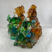 Liuli Pixiu with Treasures Pair Display 1,690.6g 155.0 by 80.0 by 160.0mm, 1,628.6g 151.0 by 87.0 by 158.0mm - Huangs Jadeite and Jewelry Pte Ltd