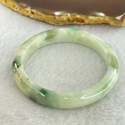 Type A Light Green with Moss Green Piao Hua Jadeite Bangle Internal Diameter 55.6mm 41.97g 10.4 by 7.6mm ( Very Slight External Rough + Internal Lines) - Huangs Jadeite and Jewelry Pte Ltd