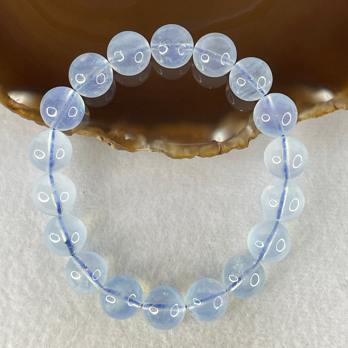 Certified Natural Average Grade Aquamarine Beads Bracelet | 18cm Strand of 18 Beads 12.3mm (45.55g | Serene Calm, Fluid Communication & Water Element Energy Shield)