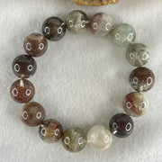 Above Average Grade Natural Red White Green Phantom Quartz Beads Bracelet 60.35g 17cm 14.8mm 15 Beads - Huangs Jadeite and Jewelry Pte Ltd