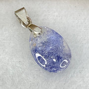 Rare Very Good Grade Natural Blue Dumortierite Rutilated Quartz Teardrop Pendant with S925 Sliver Clasps 1.11g 14.1 by 9.2 by 5.3mm - Huangs Jadeite and Jewelry Pte Ltd