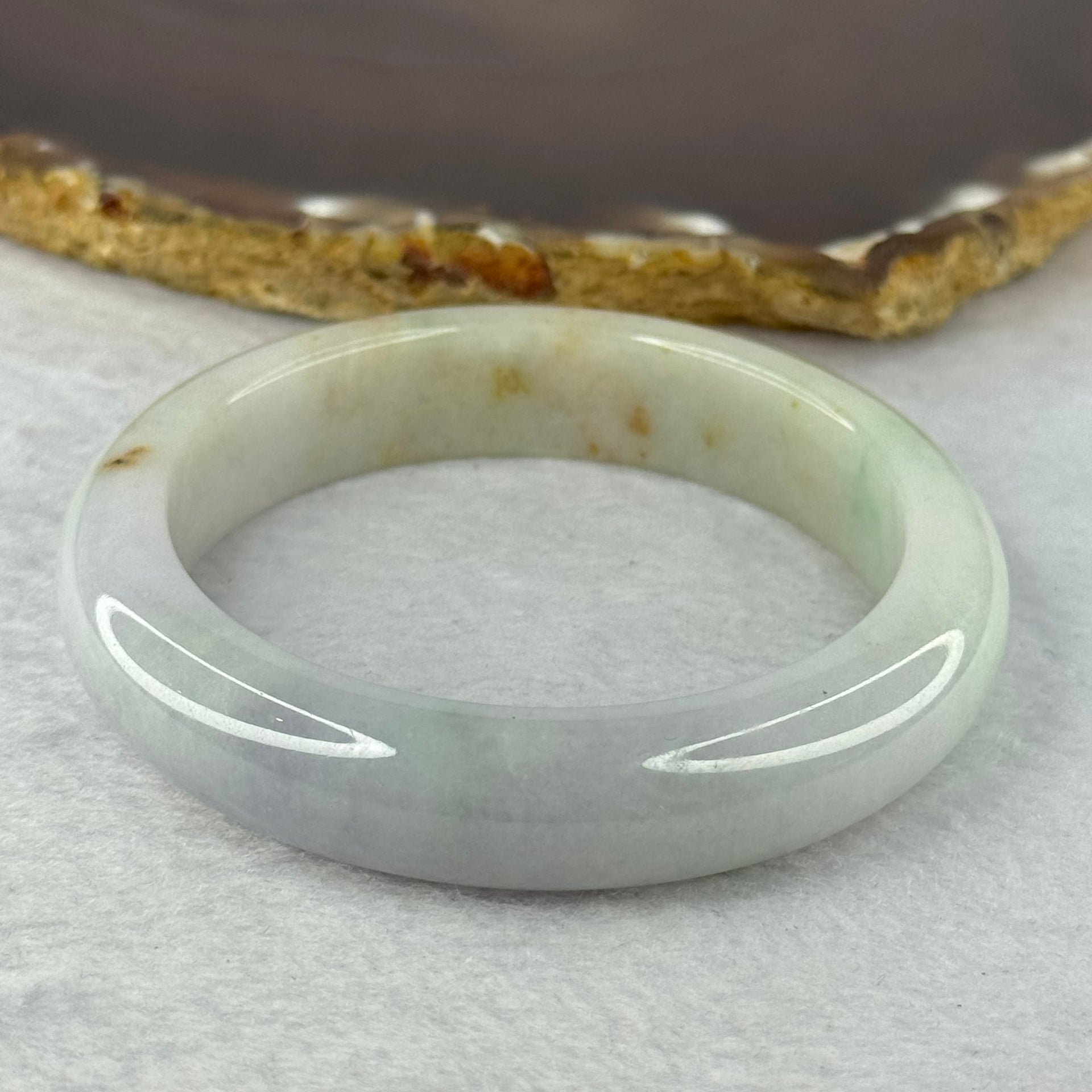 Type A Light Lavender with Green and Yellow Jadeite 57.21g 12.9 by 8.5mm Inner Diameter 54.2mm (Slight Internal Lines) - Huangs Jadeite and Jewelry Pte Ltd