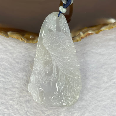 Type A Semi Icy Faint Lavender Green Jadeite Phoenix 24.39g 63.8 by 36.1 by 5.8mm - Huangs Jadeite and Jewelry Pte Ltd