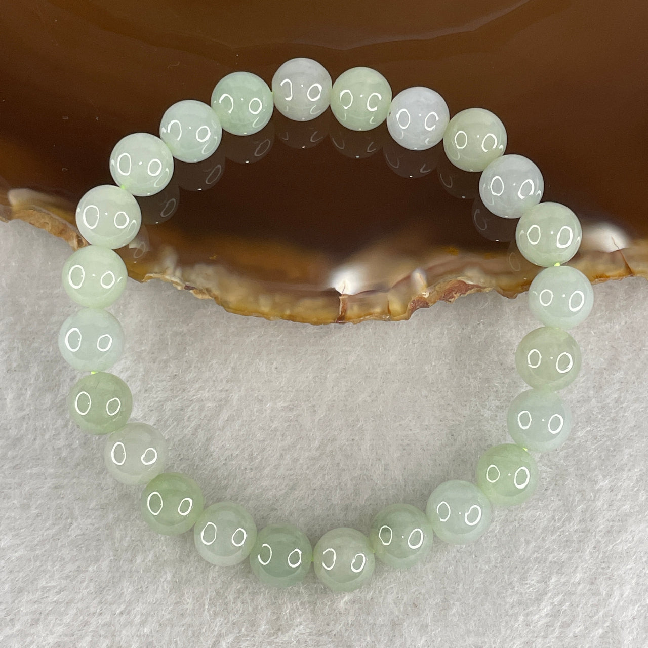 Natural Type A Jadeite Bracelet 18.14g - 7.7mm x 24 Beads - 15cm Length - Blueish Green and White Grade A Untreated Jadeite Jewelry