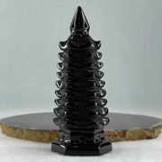 Black Obsidian Pagoda Display 185.6g 40.0 by 45.0 by 111.0mm - Huangs Jadeite and Jewelry Pte Ltd