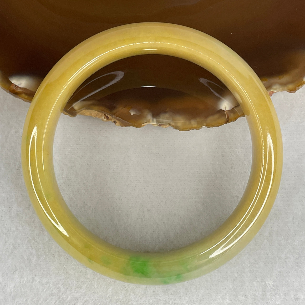 Certified Type A Yellowish with Apple Green Patches Jadeite Bangle | Untreated Golden Amber & Fresh Green Fei Cui Bangle (60.36g | Inner Diameter 54.9mm | 14.5 x 8.2mm) (Very Very Slight Internal Line)