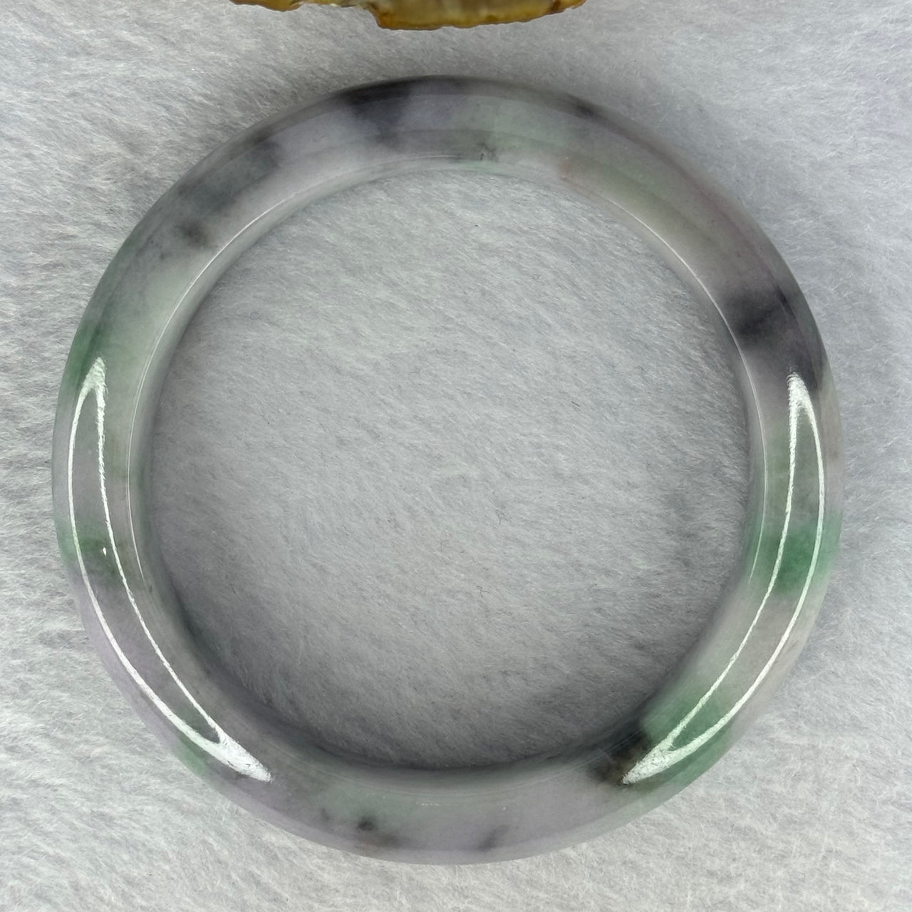 Type A Deep Lavender with Green and Grey Patches Jadeite Bangle 57.0mm 67.76g 14.0 by 9.1mm (Slight Internal Line) - Huangs Jadeite and Jewelry Pte Ltd