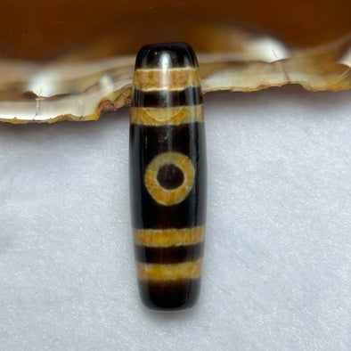 Natural Powerful Tibetan Old Oily Agate 2 Eyes Dzi Bead Heavenly Master (Tian Zhu) 二眼天诛 7.24g 37.2 by 10.9mm - Huangs Jadeite and Jewelry Pte Ltd