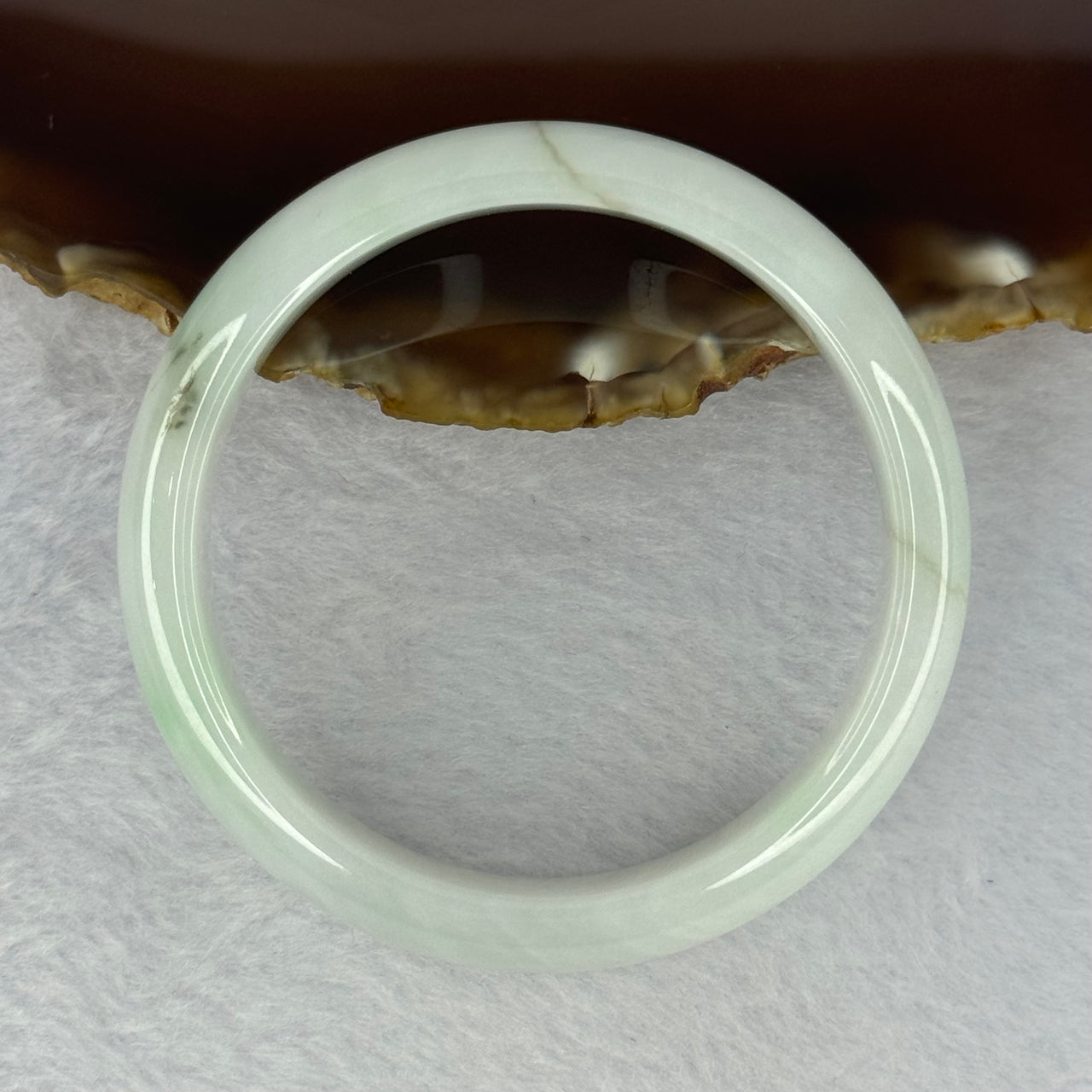 Type A Light Green Jadeite Bangle 41.68g Internal Diameter 52.2mm 12.9 by 7.2mm (Slight External Rough) - Huangs Jadeite and Jewelry Pte Ltd