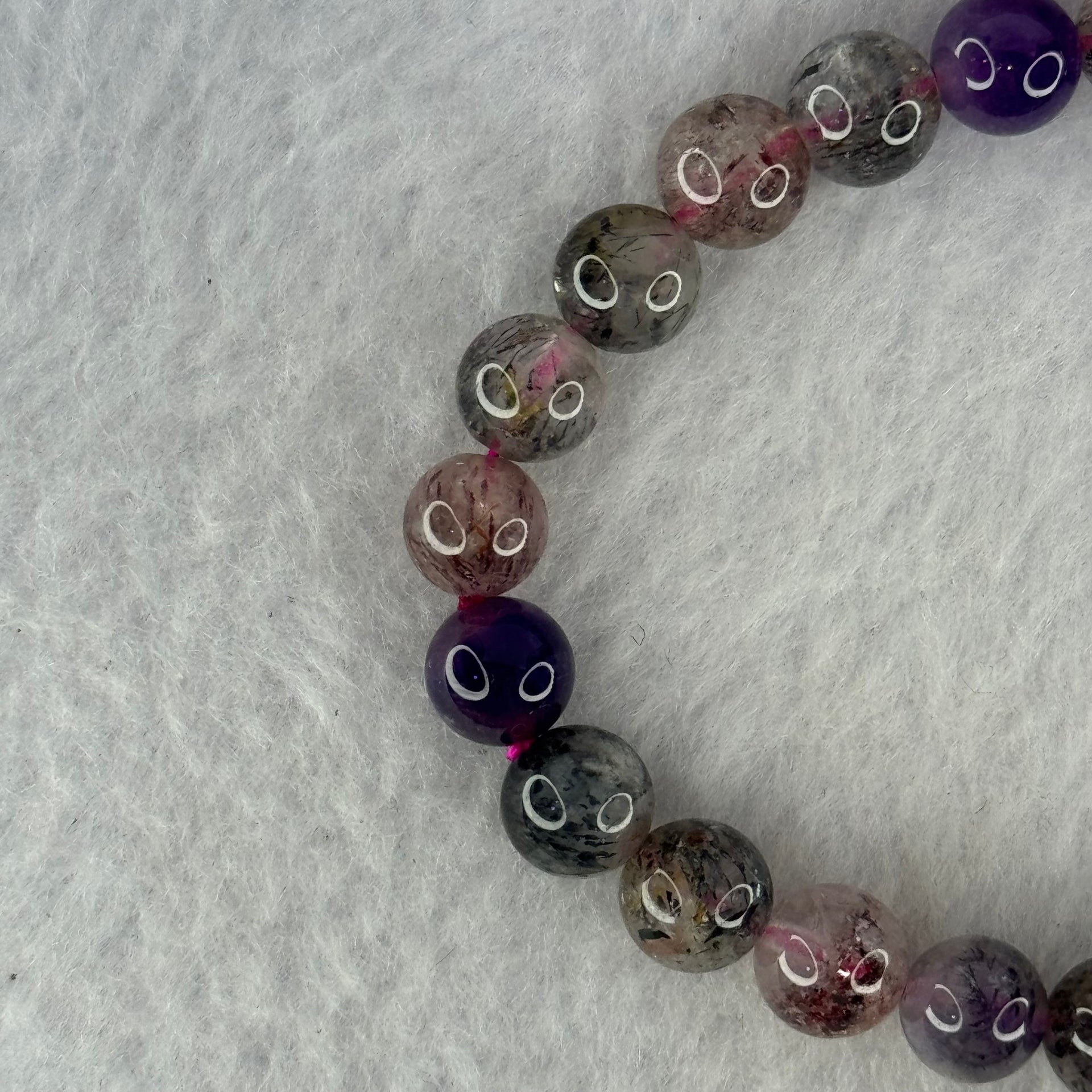 Natural Super 7 Beads Bracelet 15.09g 15cm 7.9mm 25 Beads - Huangs Jadeite and Jewelry Pte Ltd