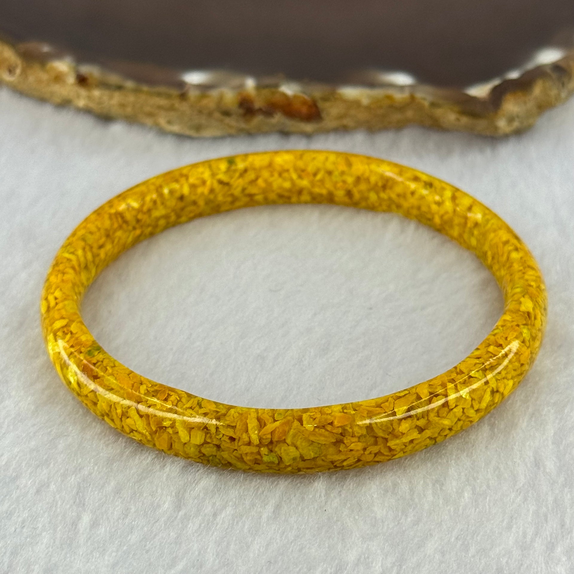 Natural Yellow Cinnabar Bangle 20.30g Internal Diameter 57.7mm  9.9 by 6.3mm - Huangs Jadeite and Jewelry Pte Ltd