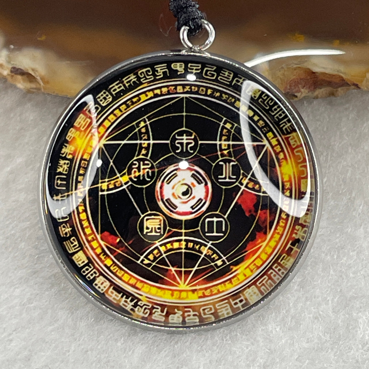 2026 Year of the Fire Horse Consecrated Six-pointed Seven Star Fortune Amulet for Luck Prosperity and Protection in Black string Adjustable Necklace 10.86g 31.7 by 7.3mm