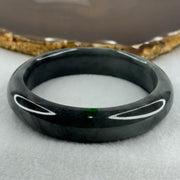 Type A Wuji Grey Black with Imperial Green Patch Jadeite Bangle Internal Diameter 57.0mm 66.25g 14.4 by 8.7mm (Internal Lines) - Huangs Jadeite and Jewelry Pte Ltd