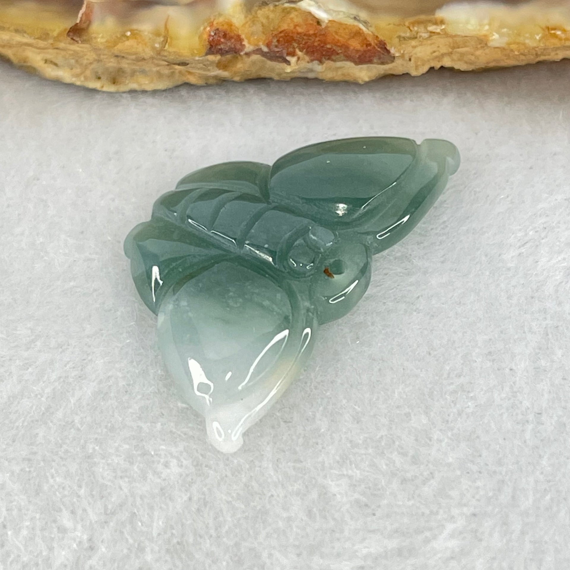 Type A Icy Blueish Green to White Jadeite Butterfly Pendant 3.27g 29.5 by 16.3 by 4.2mm - Huangs Jadeite and Jewelry Pte Ltd
