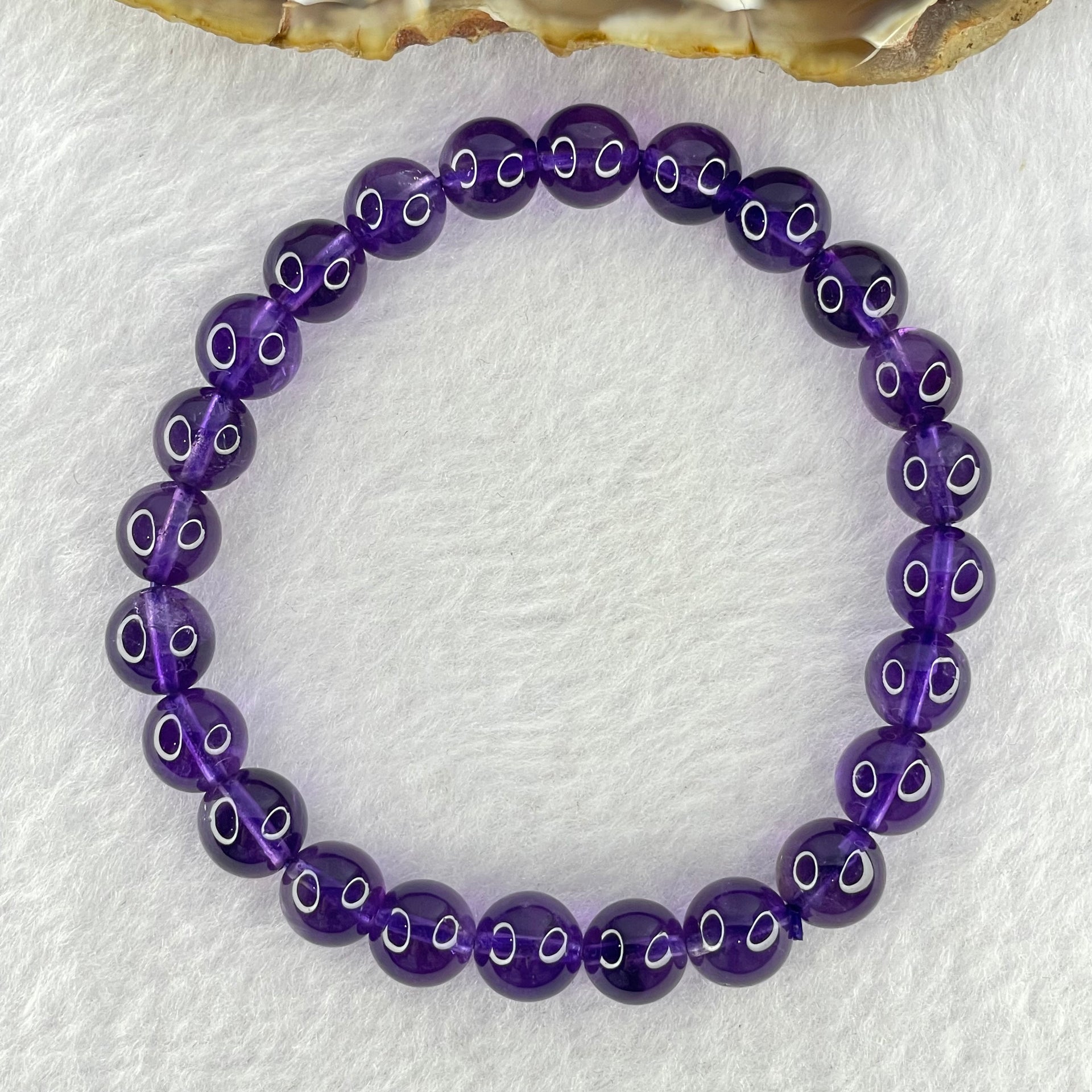 Very Good Grade Natural Amethyst Bracelet 18.03g 16cm 8.3mm 24 Beads - Huangs Jadeite and Jewelry Pte Ltd