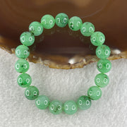 Certified High Quality Type A Semi Icy Green Jade Jadeite Bracelet 32.48g 10.0mm bead 19 beads 15.5cm, - Huangs Jadeite and Jewelry Pte Ltd