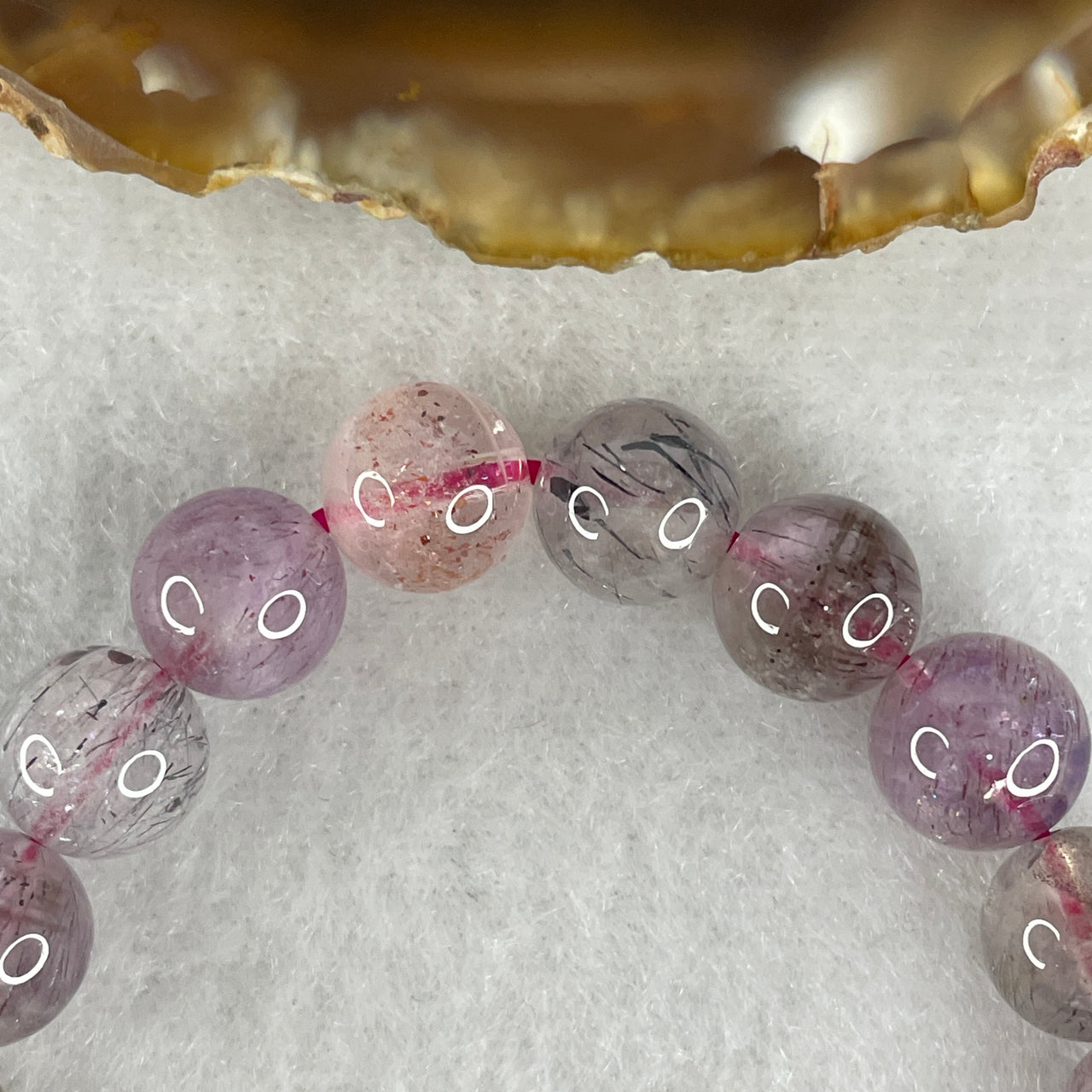 Certified Above Average Grade Natural Super 7 Crystal Beads Bracelet | 8.7mm Sacred 7-Mineral Synergy Power (20.56g | 23  Gem Beads)