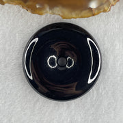 Type A Opaque Black Omphacite Jadeite Ping An Kou Donut Pendant 28.01g 40.4 by 8.2mm - Huangs Jadeite and Jewelry Pte Ltd