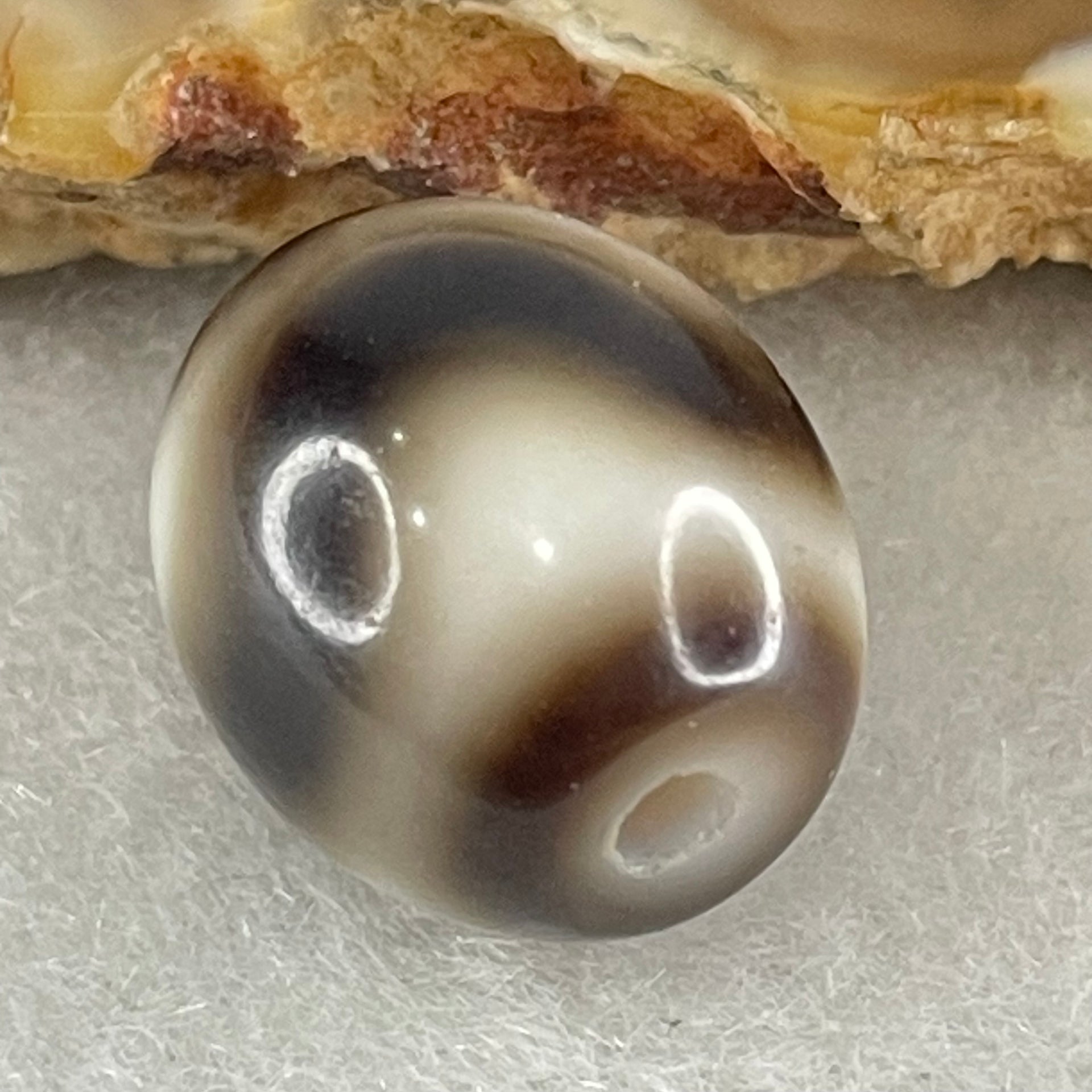 Natural Powerful Tibetan Old Oily Agate Tiger Tooth Daluo Dzi Bead Heavenly Master (Tian Zhu) 2.86g 13.6 by 12.0mm - Huangs Jadeite and Jewelry Pte Ltd