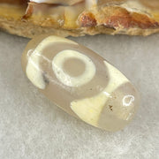 Natural Powerful Tibetan Old Oily Agate 3 Eyes Dzi Bead Heavenly Master (Tian Zhu) 三眼天诛 3.15g 20.2 by 10.2mm - Huangs Jadeite and Jewelry Pte Ltd