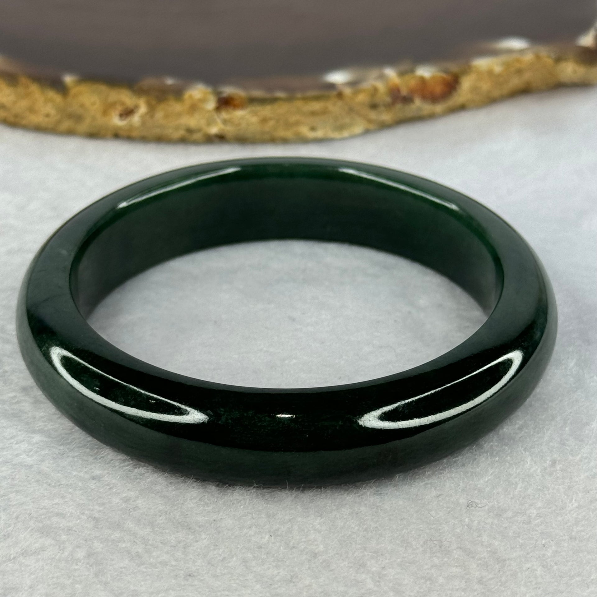 Type A Dark Green Jadeite Bangle Internal Diameter 55.0mm 56.42g 12.8 by 8.7mm (Slight Internal Line) - Huangs Jadeite and Jewelry Pte Ltd