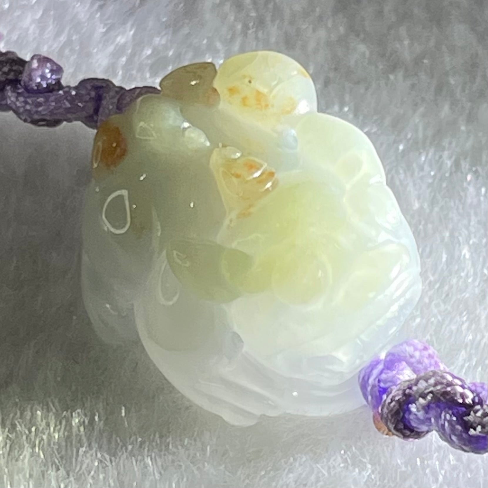 Type A Lavender with Reddish Brown Spots Jadeite Male Pixiu String Bracelet 6.38g 15cm 17.7 by 14.4 by 10.6mm - Huangs Jadeite and Jewelry Pte Ltd