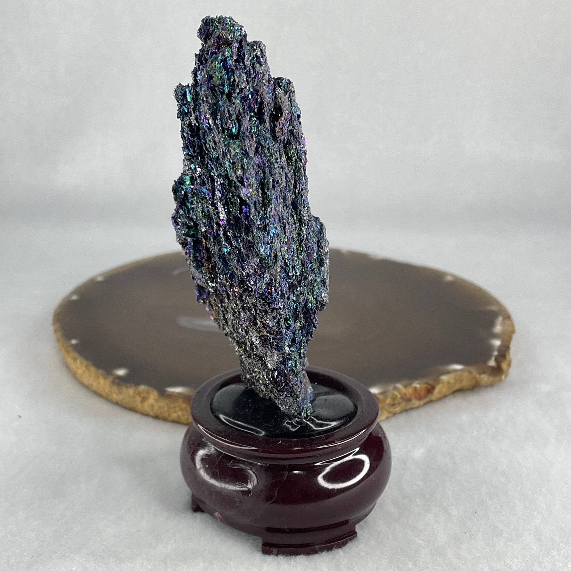 Natural-Black-Moissanite-Rough-Display-with-Wooden-Stand-184.90g-69.0-by-54.8-by-126.5mm