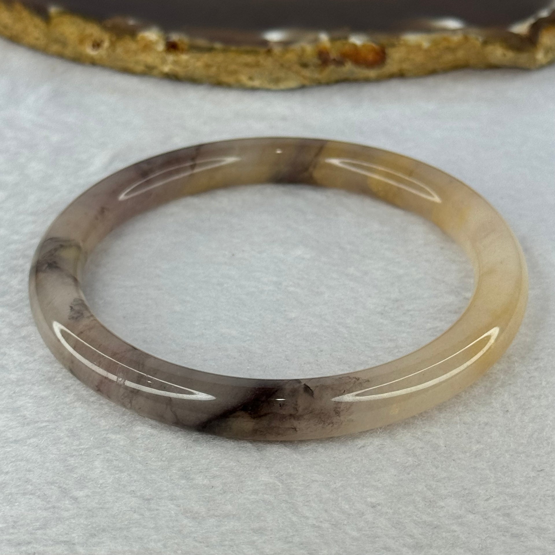 Transparent Purple Peach Yellow Quartzite Jade Bangle 天山水沫玉手镯 Inner Diameter 59.6mm 29.96g 8.4 by 8.4mm - Huangs Jadeite and Jewelry Pte Ltd