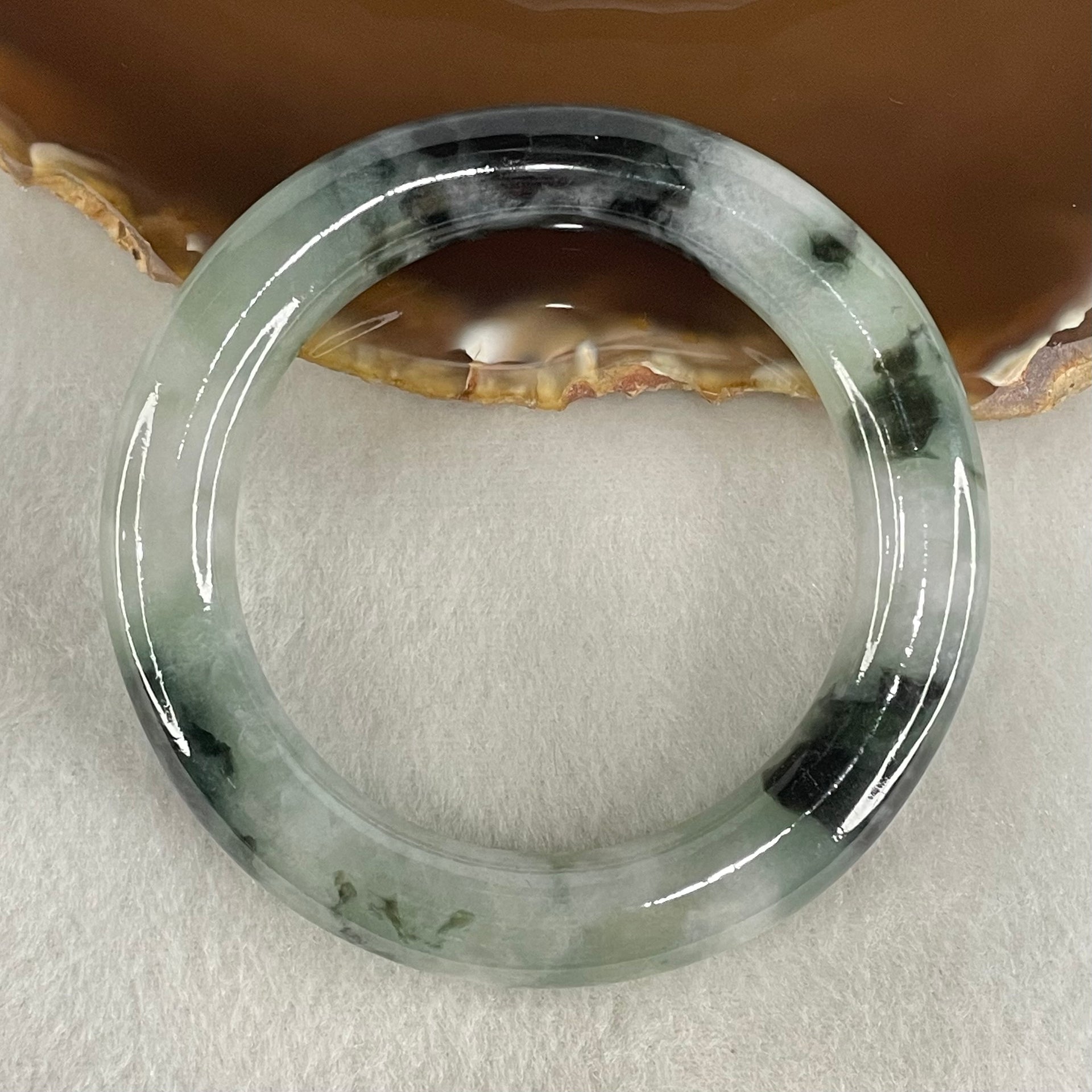 Type A Green Lavender with Dark Green Piao Hua Jadeite Bangle 44.77g Internal Diameter 52.1mm by 10.9 by 11.2mm (Slight Internal Lines) - Huangs Jadeite and Jewelry Pte Ltd